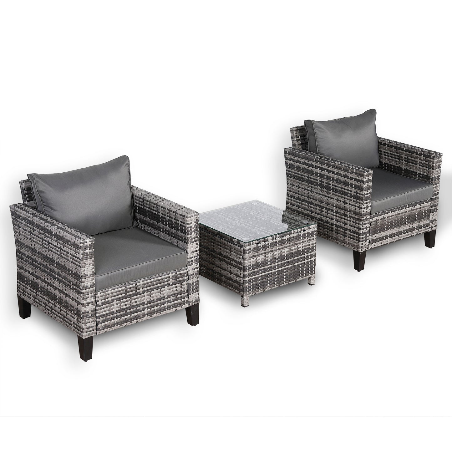 Palma Range Bistro Set in Grey Rattan and Grey Cushions
