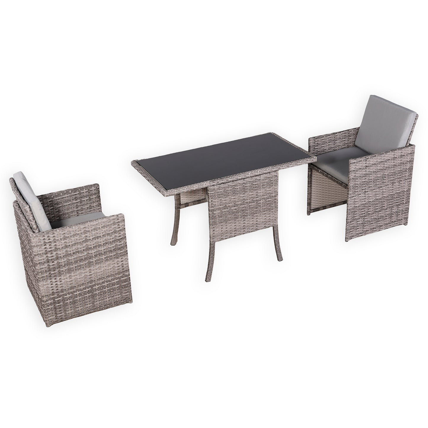 Due in 15/03/25....Rose Range Rattan Furniture Set for Balcony Poolside in Preminum Grey Rattan