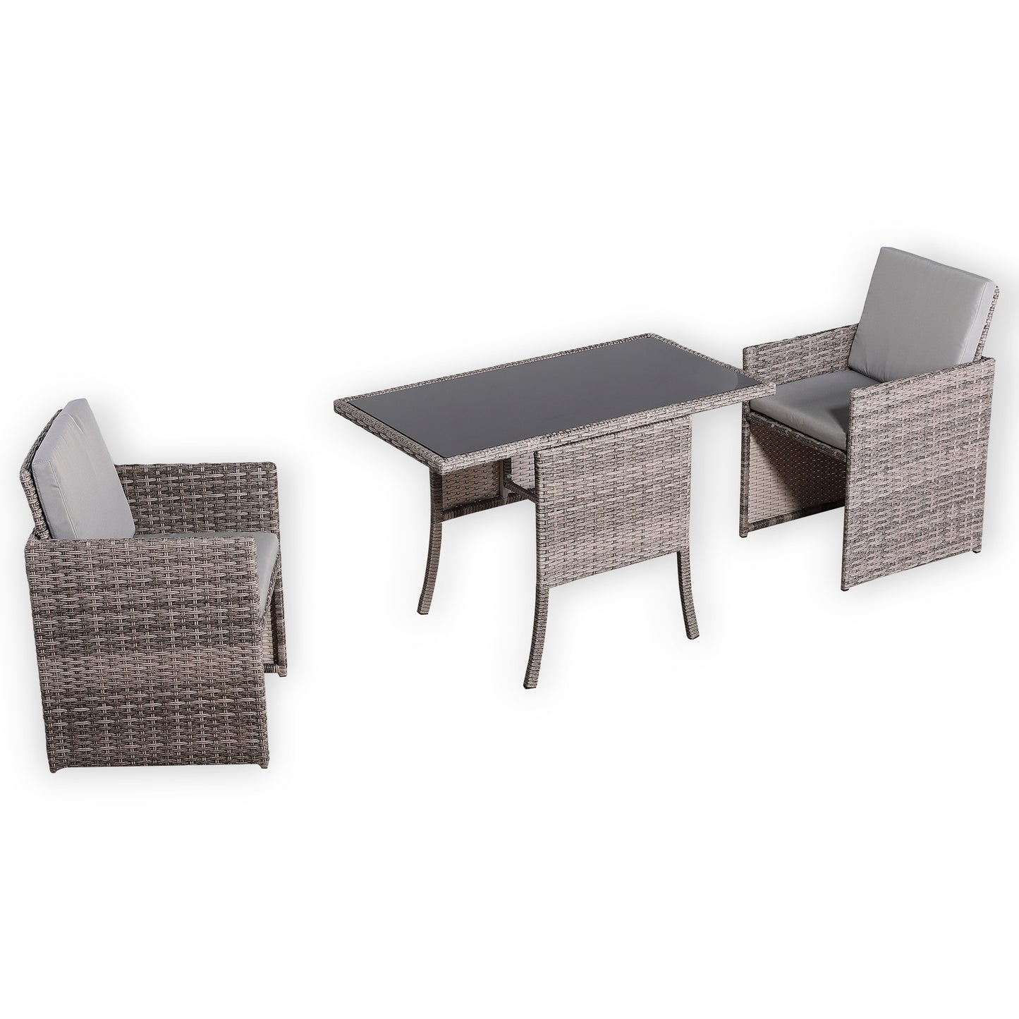 Due in 15/03/25....Rose Range Rattan Furniture Set for Balcony Poolside in Preminum Grey Rattan