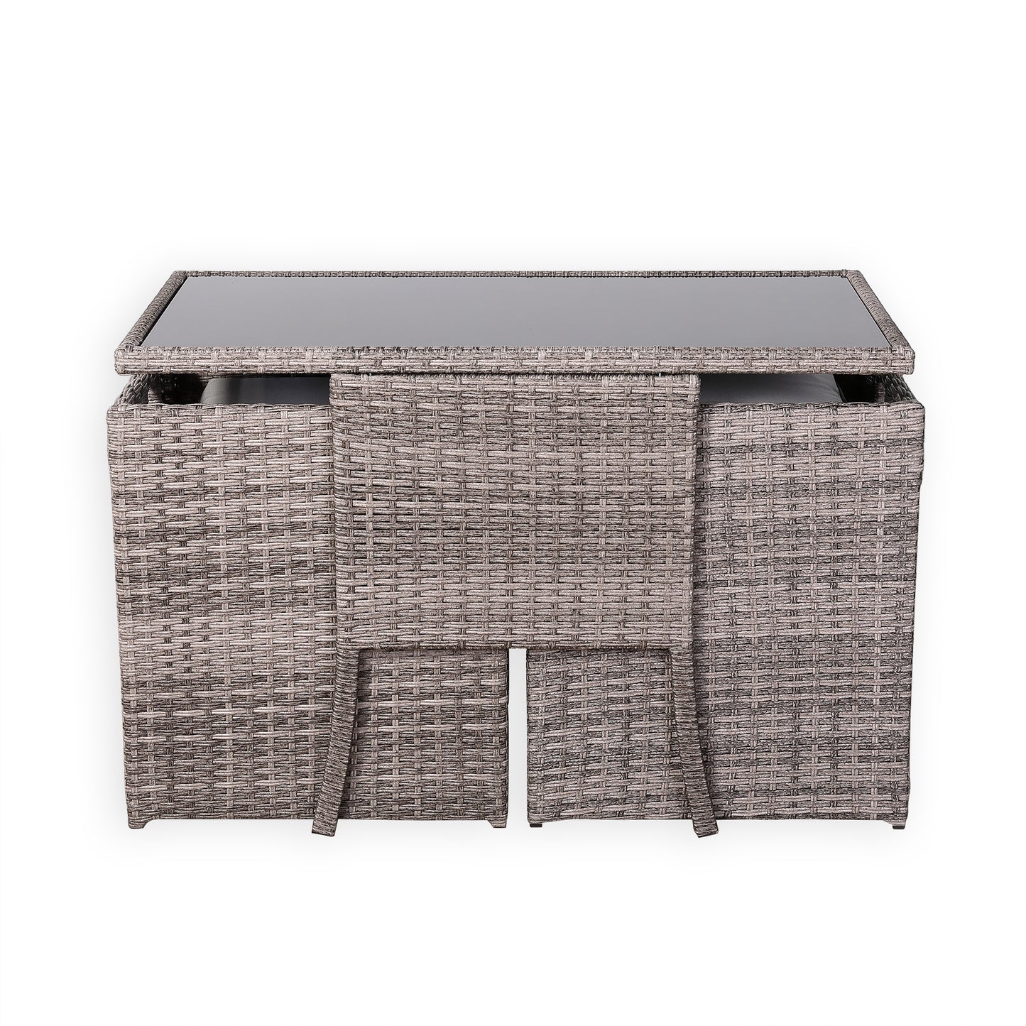 Due in 15/03/25....Rose Range Rattan Furniture Set for Balcony Poolside in Preminum Grey Rattan