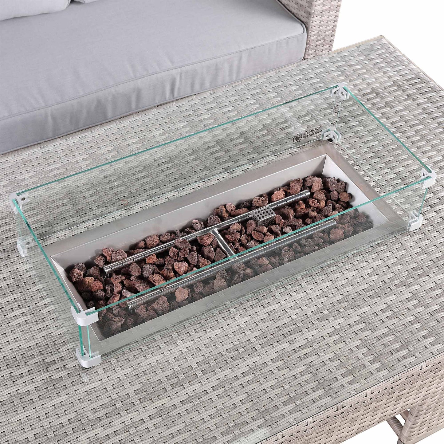 Aurora Range High Back Left Hand Corner Sofa Set with Fire Pit Rising Table