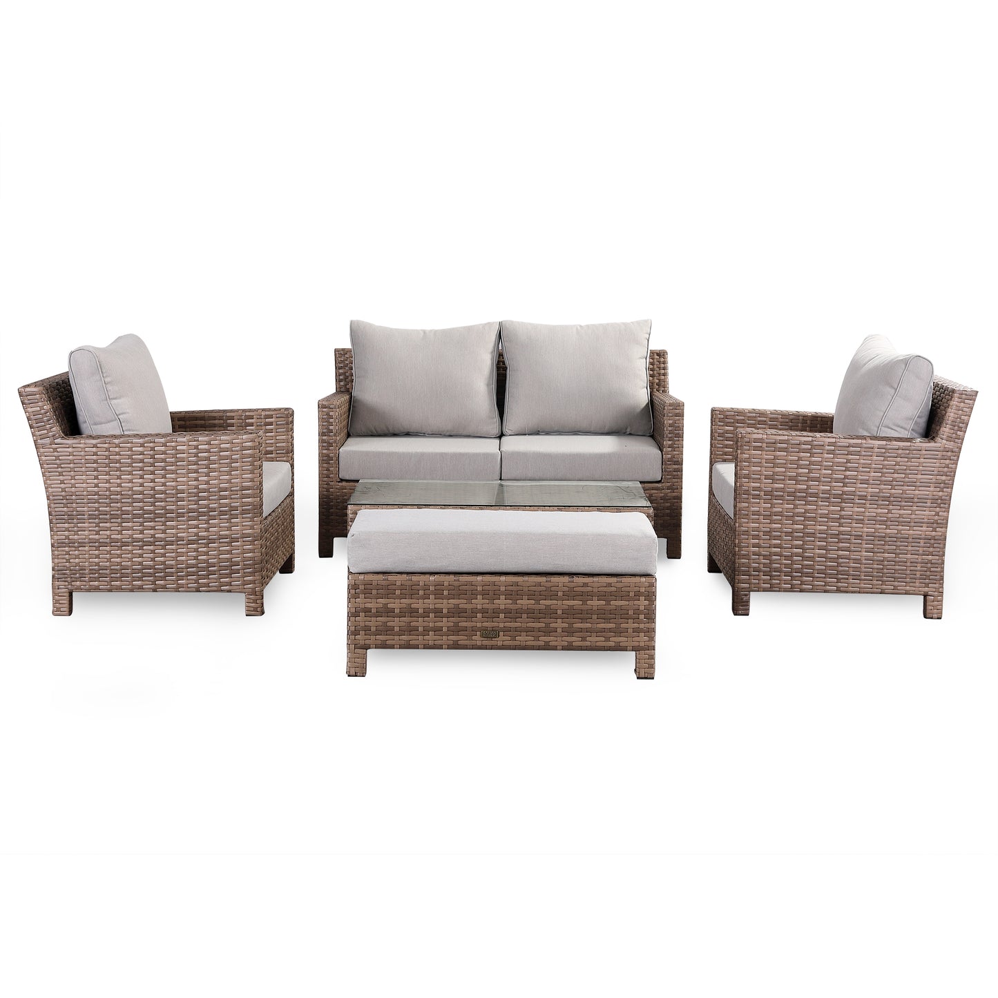 Collete Range High Back Sofa Set with 2 Armchairs in Brown Rattan
