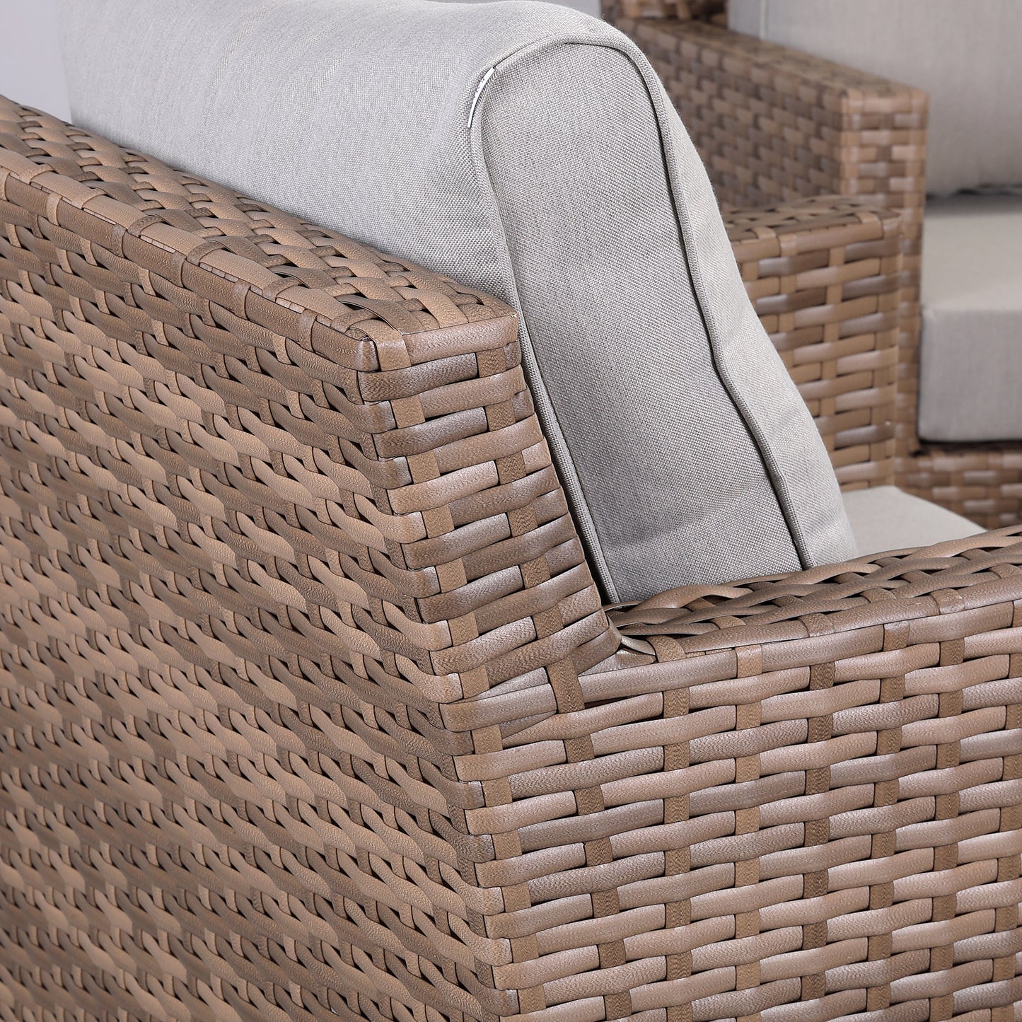Collete Range High Back Sofa Set with 2 Armchairs in Brown Rattan