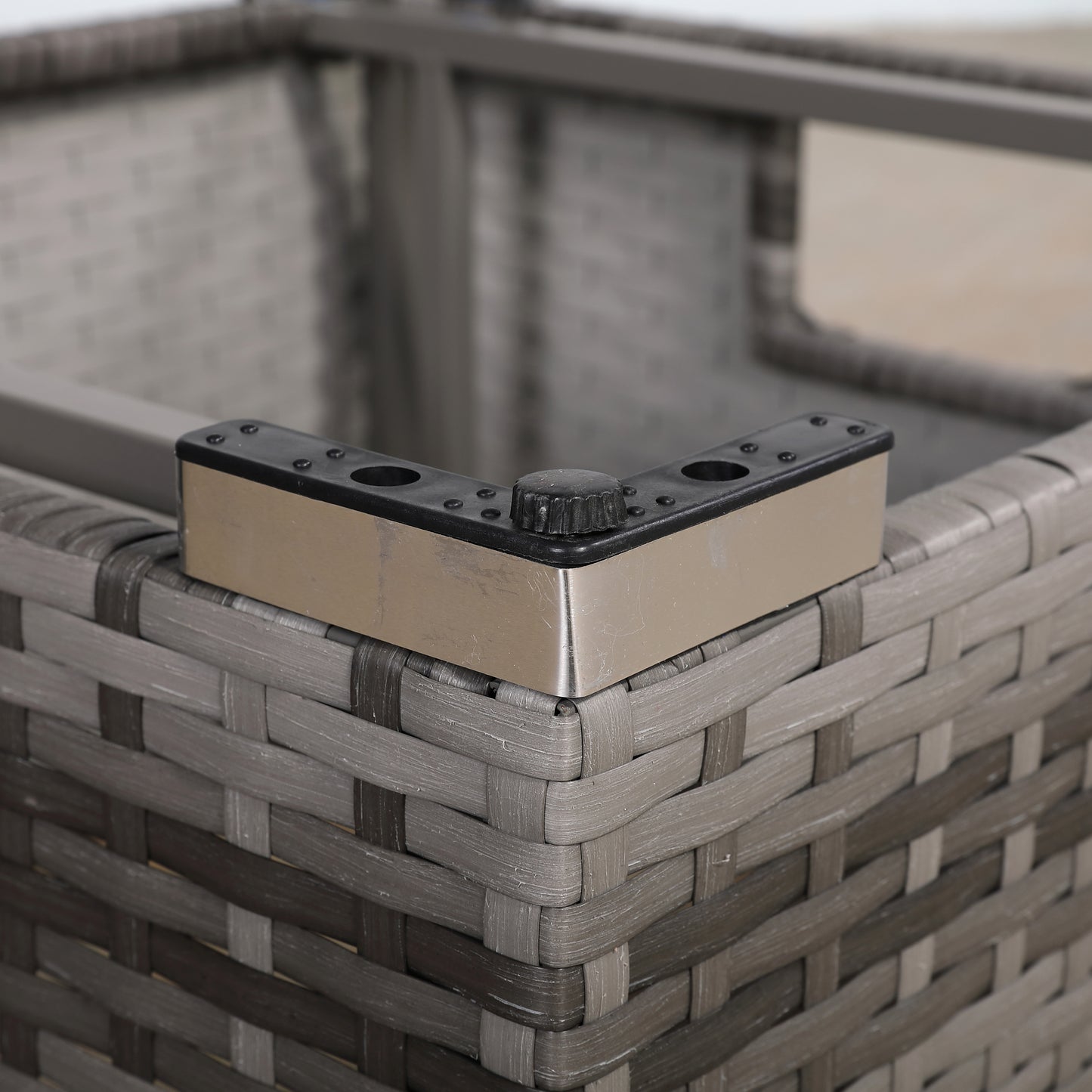 PRE ORDER-Henley Range High Back Compact Square Corner Sofa Set in Grey Weave with Rising Table