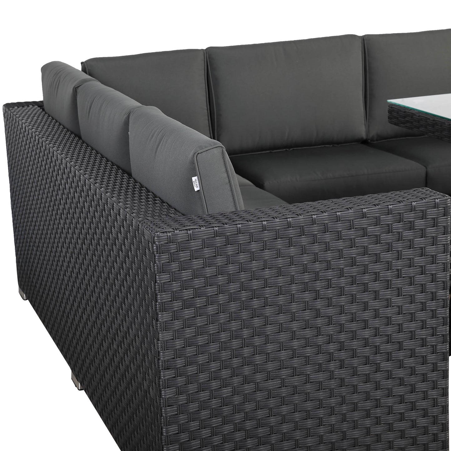 Bath Range Compact Corner Sofa with Dining Table in Black Rattan