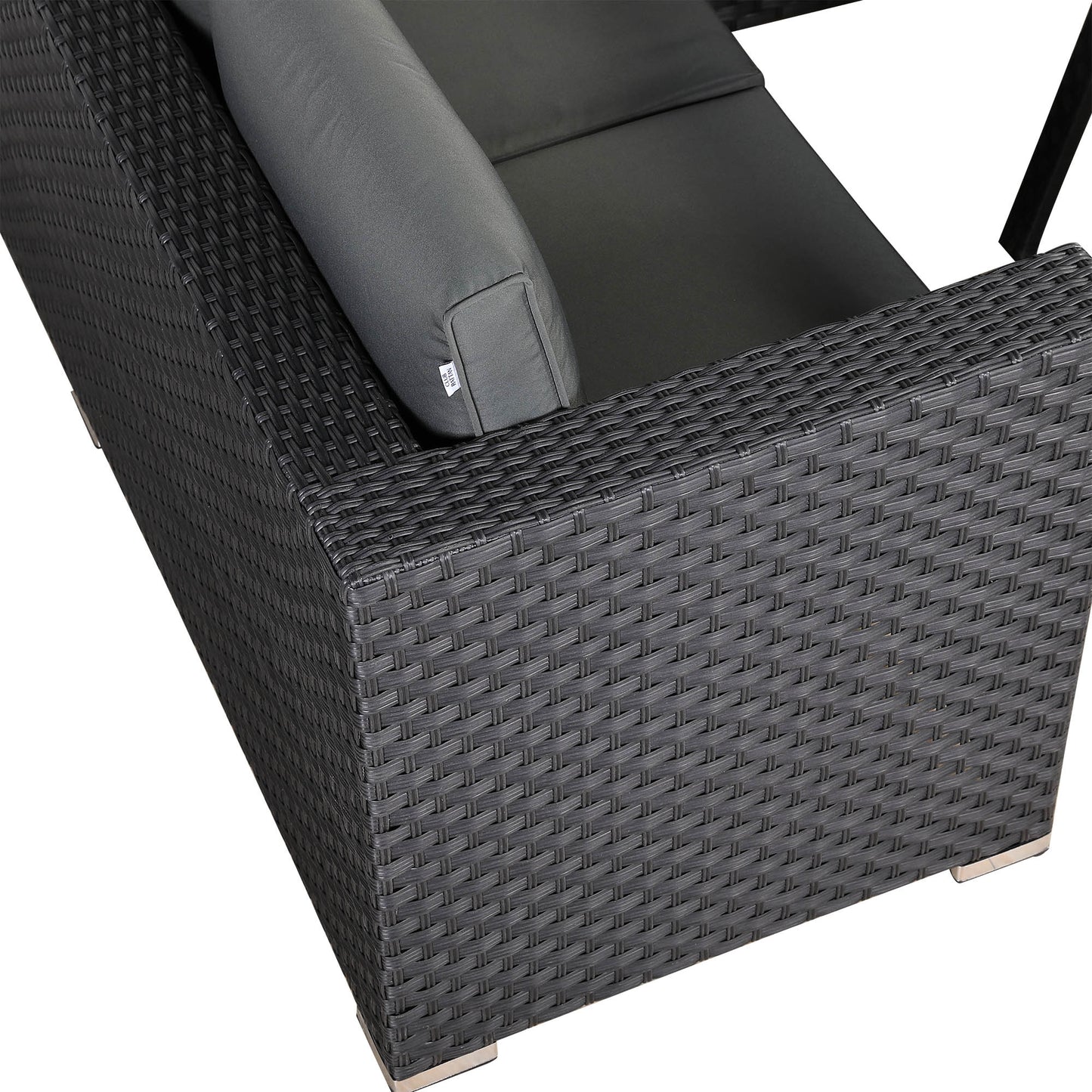 Bath Range Compact Corner Sofa with Dining Table in Black Rattan