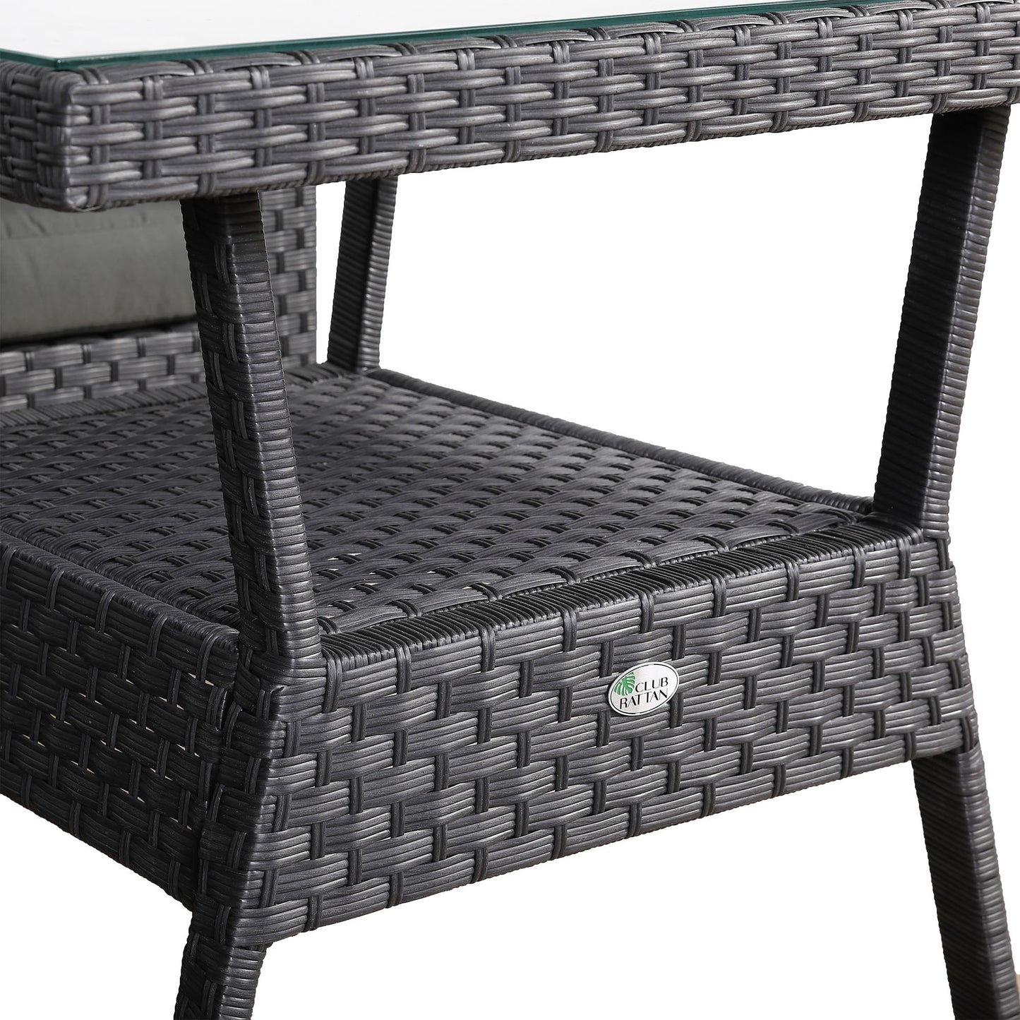 Bath Range Compact Corner Sofa with Dining Table in Black Rattan