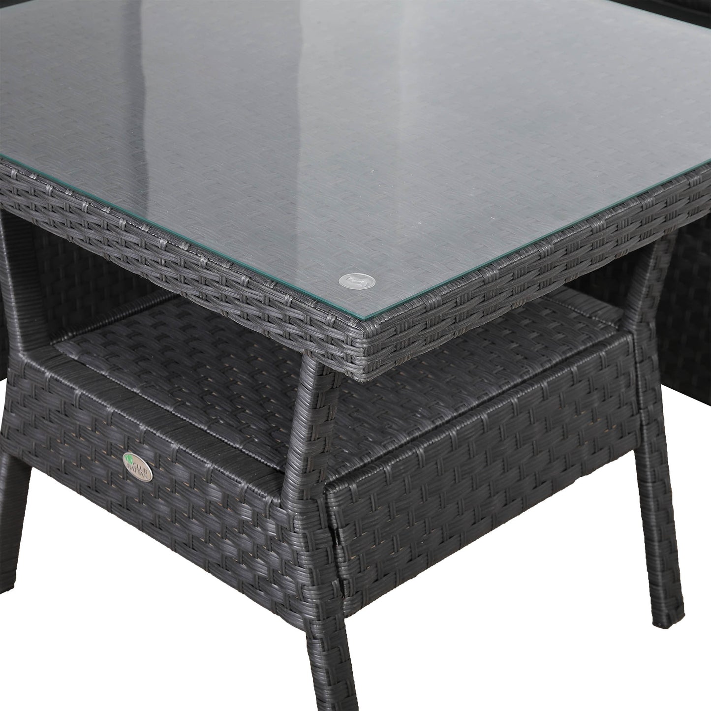 Bath Range Compact Corner Sofa with Dining Table in Black Rattan