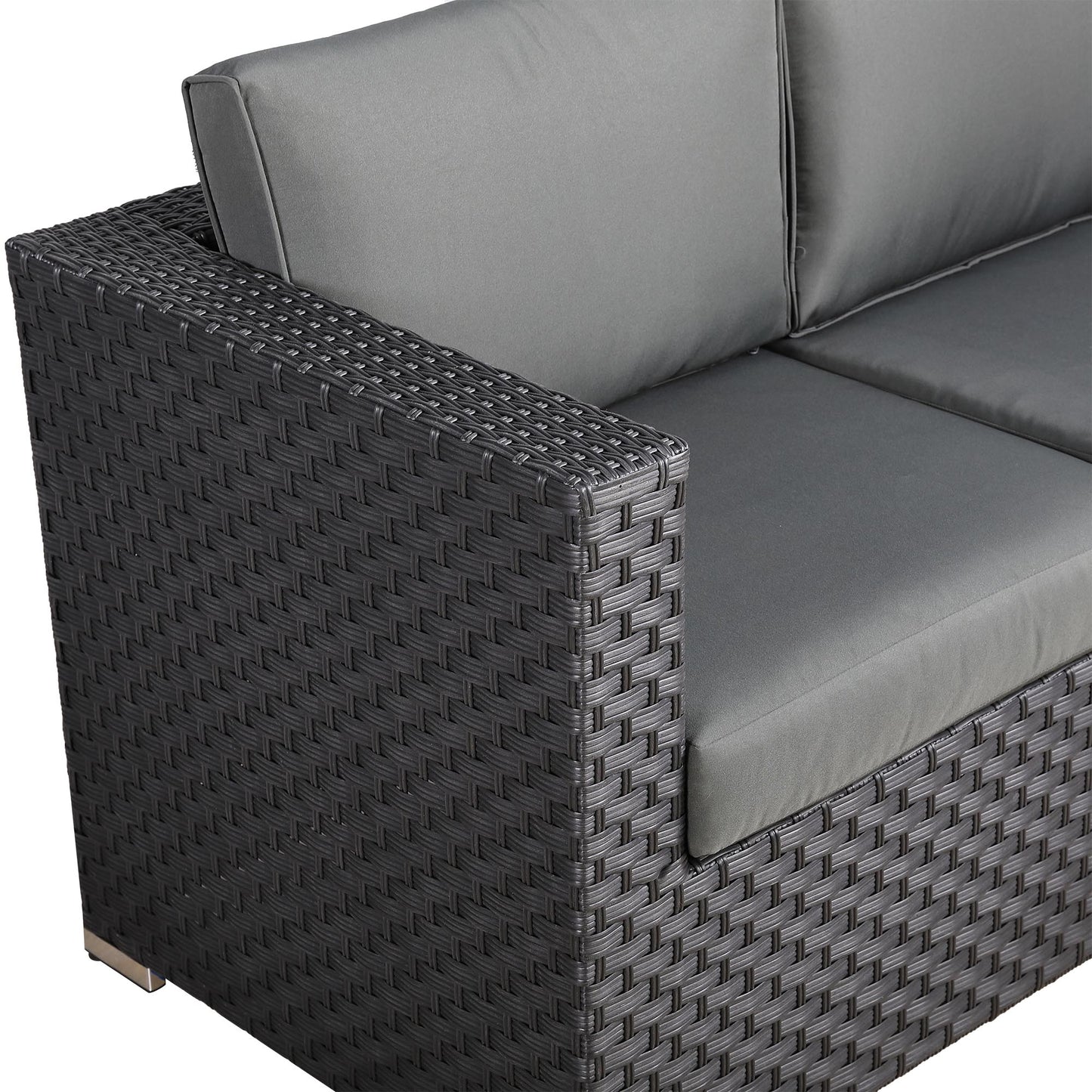 Bath Range Compact Corner Sofa with Dining Table in Black Rattan