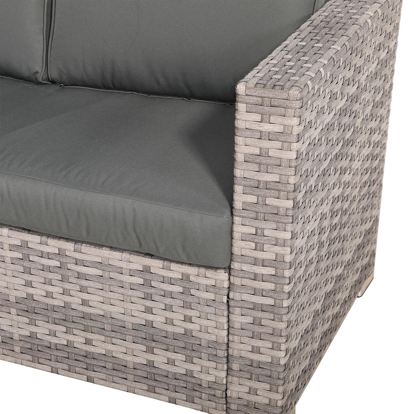 Modern Range Large Modular Corner Sofa with Rising Table in Grey Rattan
