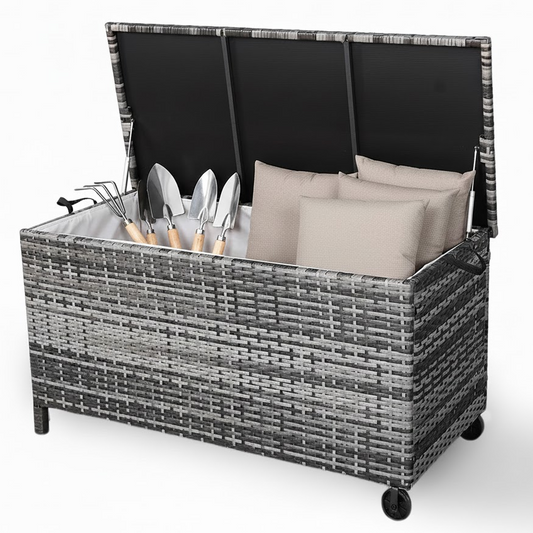 Palma Range Large Storage Box  in Grey / Brown Rattan Weave