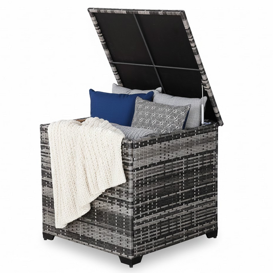 Palma Range Square Storage Box  in Grey / Brown Rattan Weave