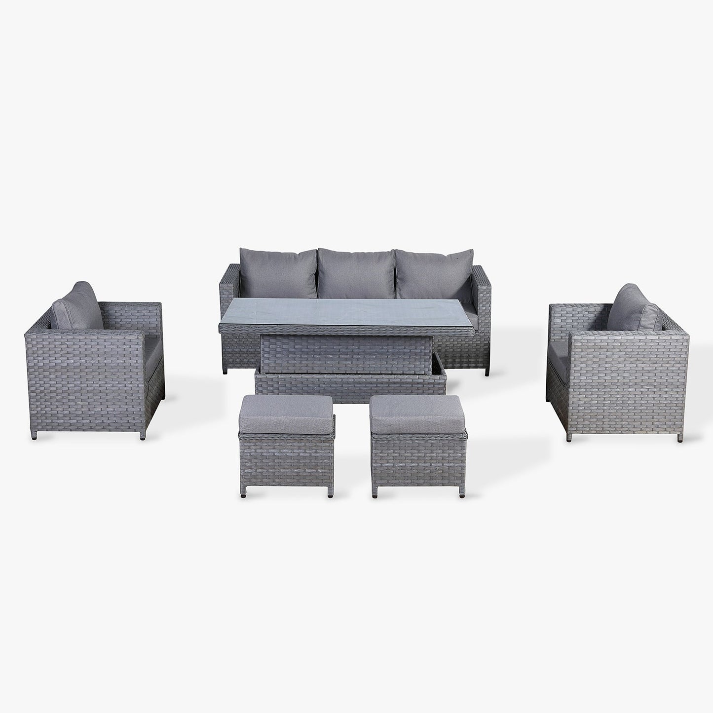 Isobella Range Large Sofa Set with Rising Table in Slate Grey Weave