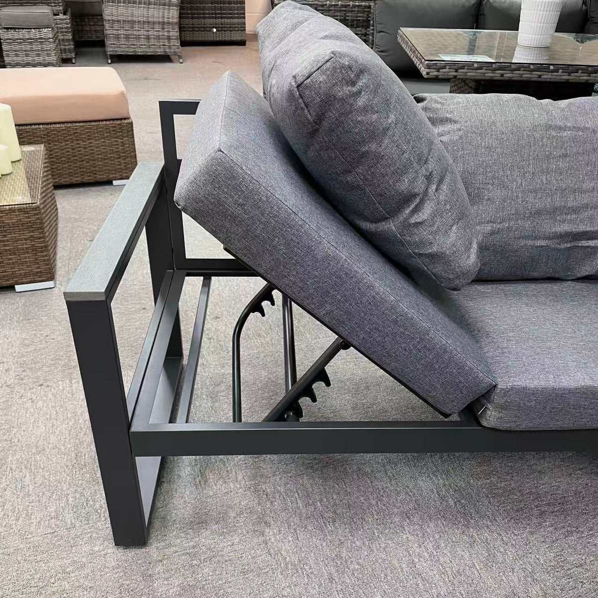 CK-03 Dune Range RHF Corner Set Charcoal Aluminium Frame With Grey Cushions