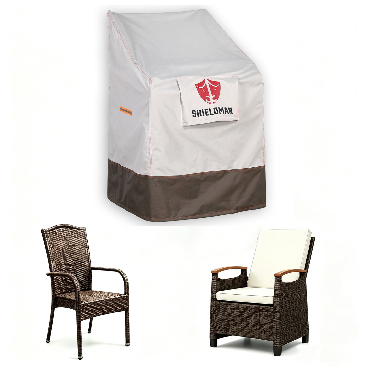 Club Rattan Heavy-Duty Waterproof Sloped Cover for High-Back Stacking Chairs