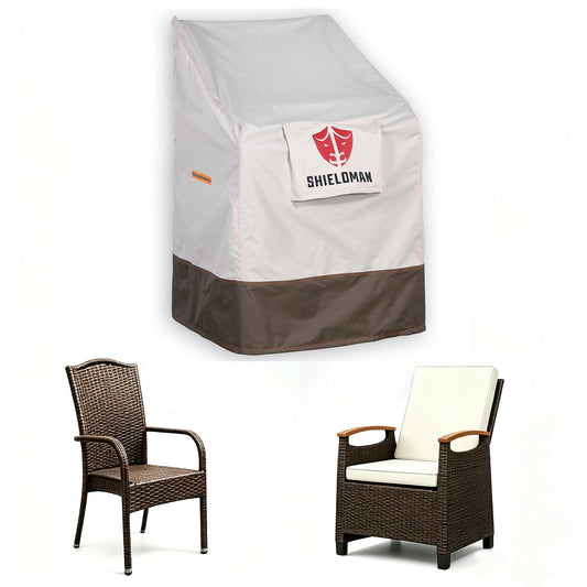 Club Rattan Heavy-Duty Waterproof Sloped Cover for High-Back Stacking Chairs
