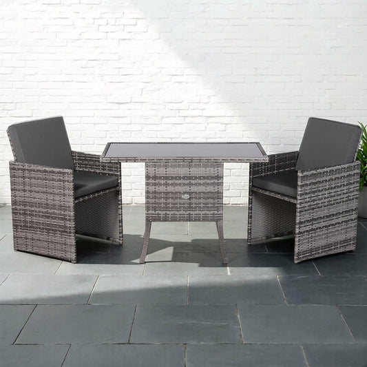 Harmony Range Rattan Furniture Set for Balcony Poolside in Grey Rattan