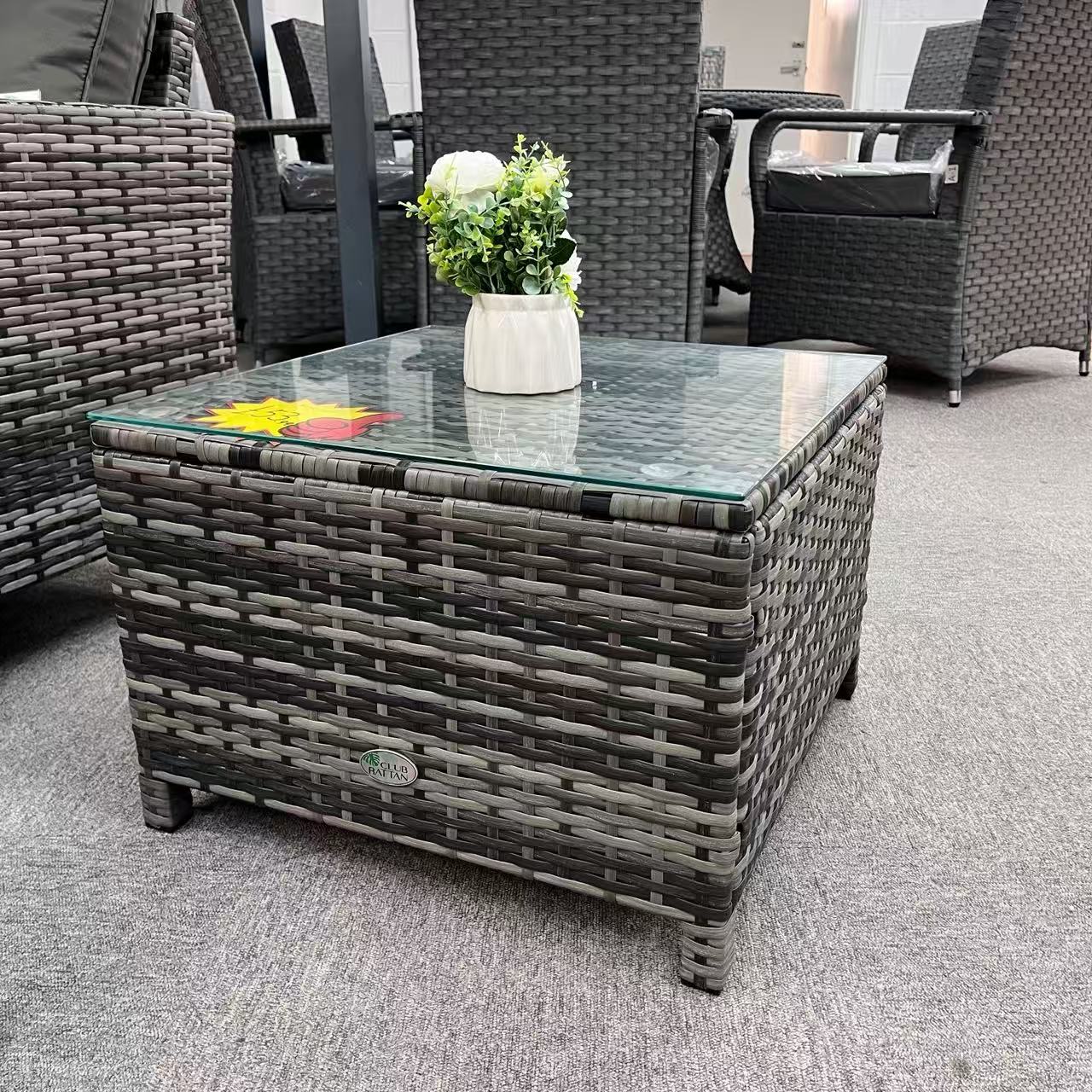 Clearance in shop, sale as shown--Palma Range Sofa Sets in Grey Rattan and Grey Cushions