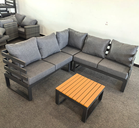 #AL-22 Floor Sample Clearance Sale-Aluminium Corner Sofa Set with CoffeeTable