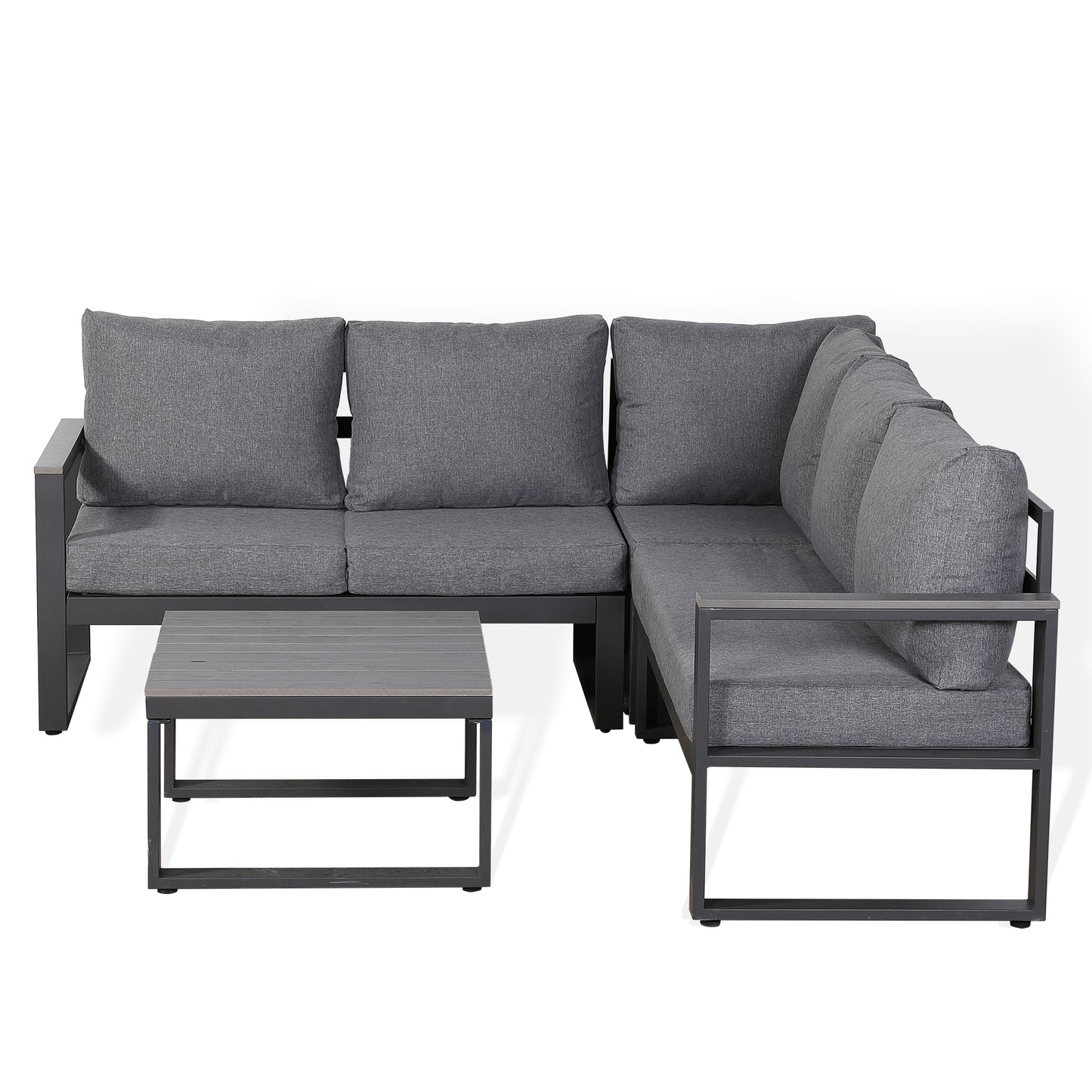 CK-01 Dune Range Square Corner Set Charcoal Aluminium Frame With Grey Cushions