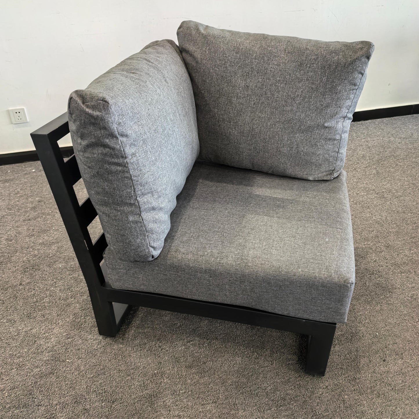 Due in 30/04/25  #AL-11 Floor Sample Clearance Sale Aluminium Corner Sofa Set with Coffee Table
