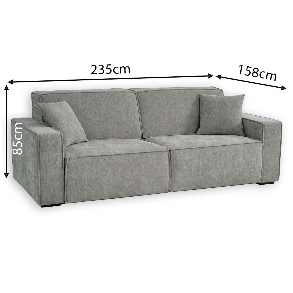 Sleek Grey Electric Sofa Bed – 3 Seater with Power Extension Mechanism & Accent Cushions