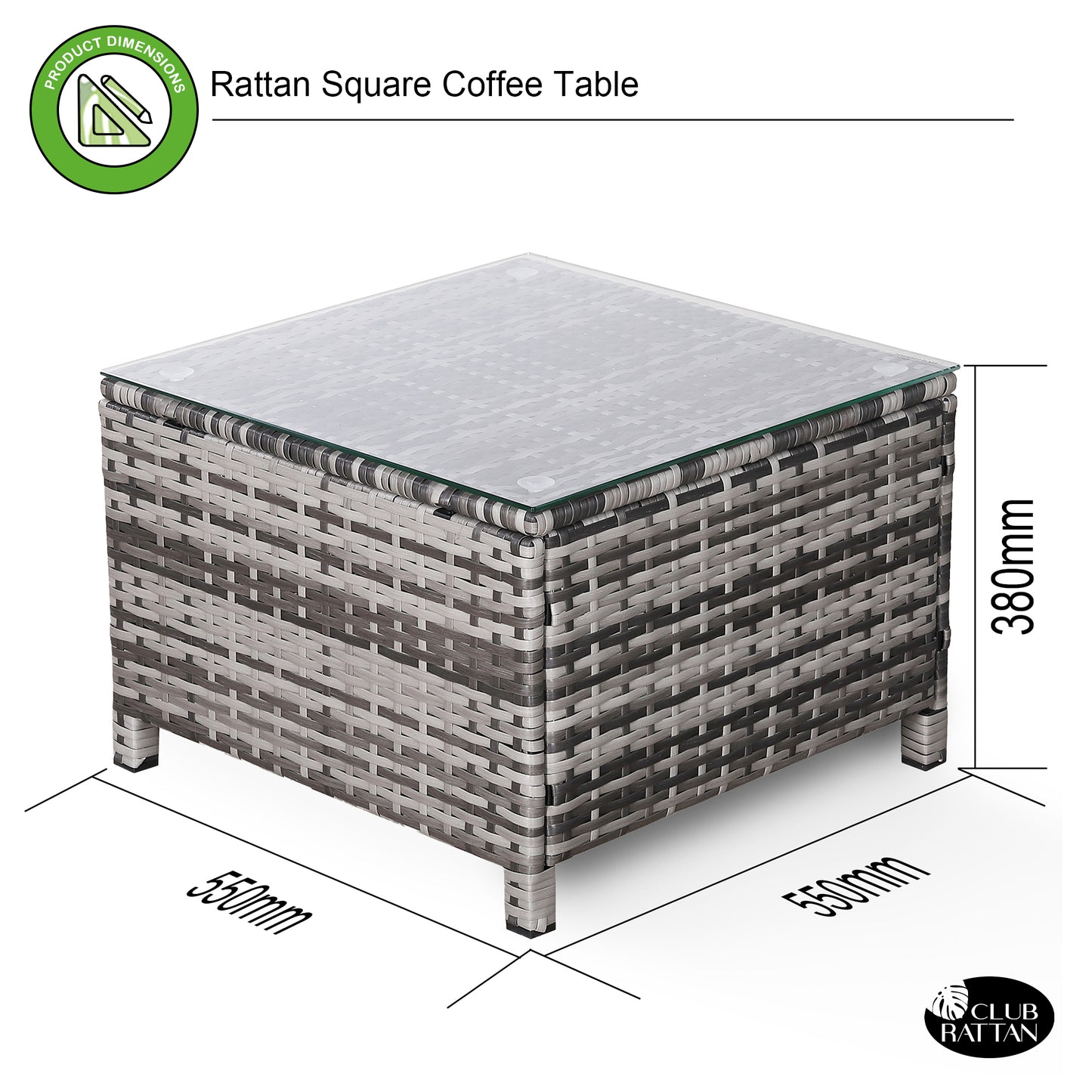 Due in 20/05/25  Modern Range Standard Side Table in Grey Rattan