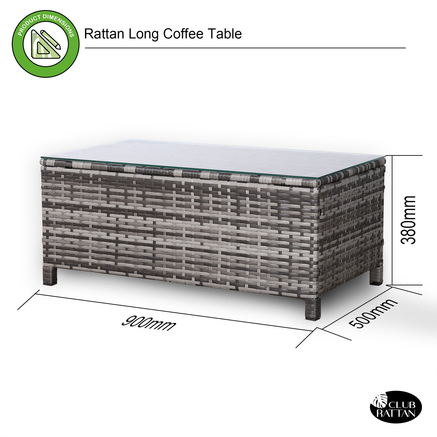 Modern Range Long Side Table in Grey Rattan Weave
