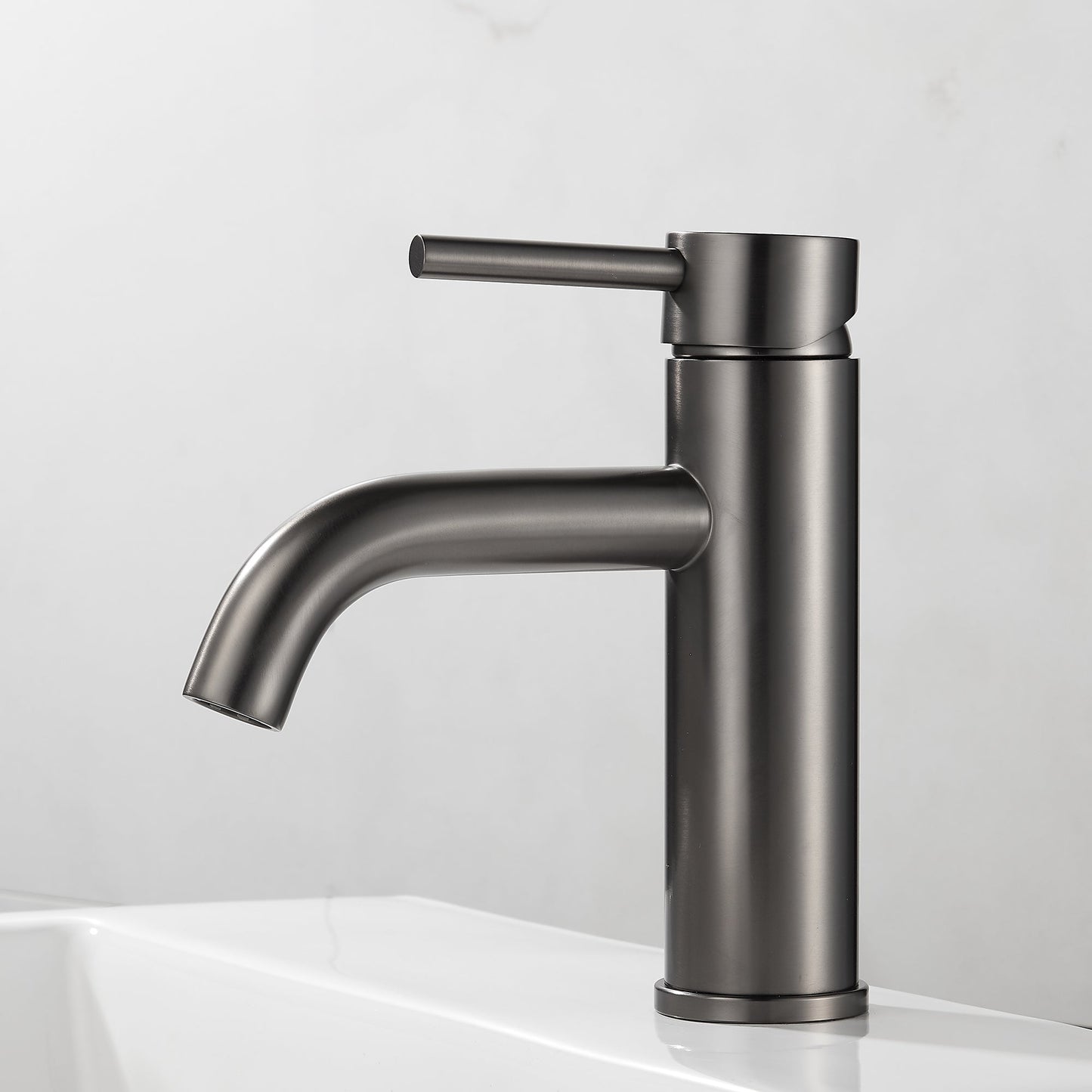 Gun Grey Short Basin Mixer Tap