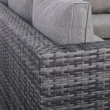PRE ORDER...Colette Range #404R Left Hand Corner Sofa with Rising Table in Medium Grey Weave