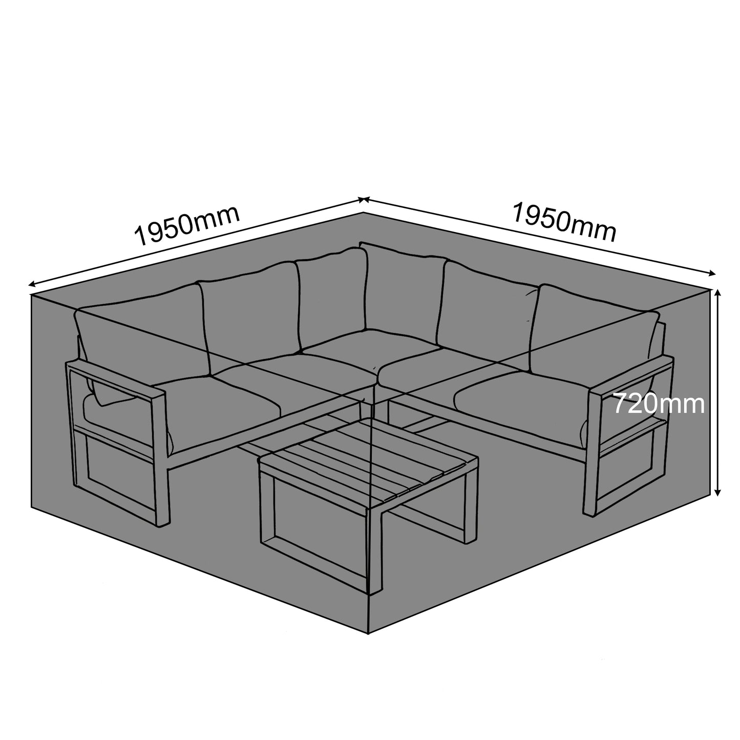 RC-CK-01 Protective cover for Dune Range Square Corner Set 195x195xH72cm