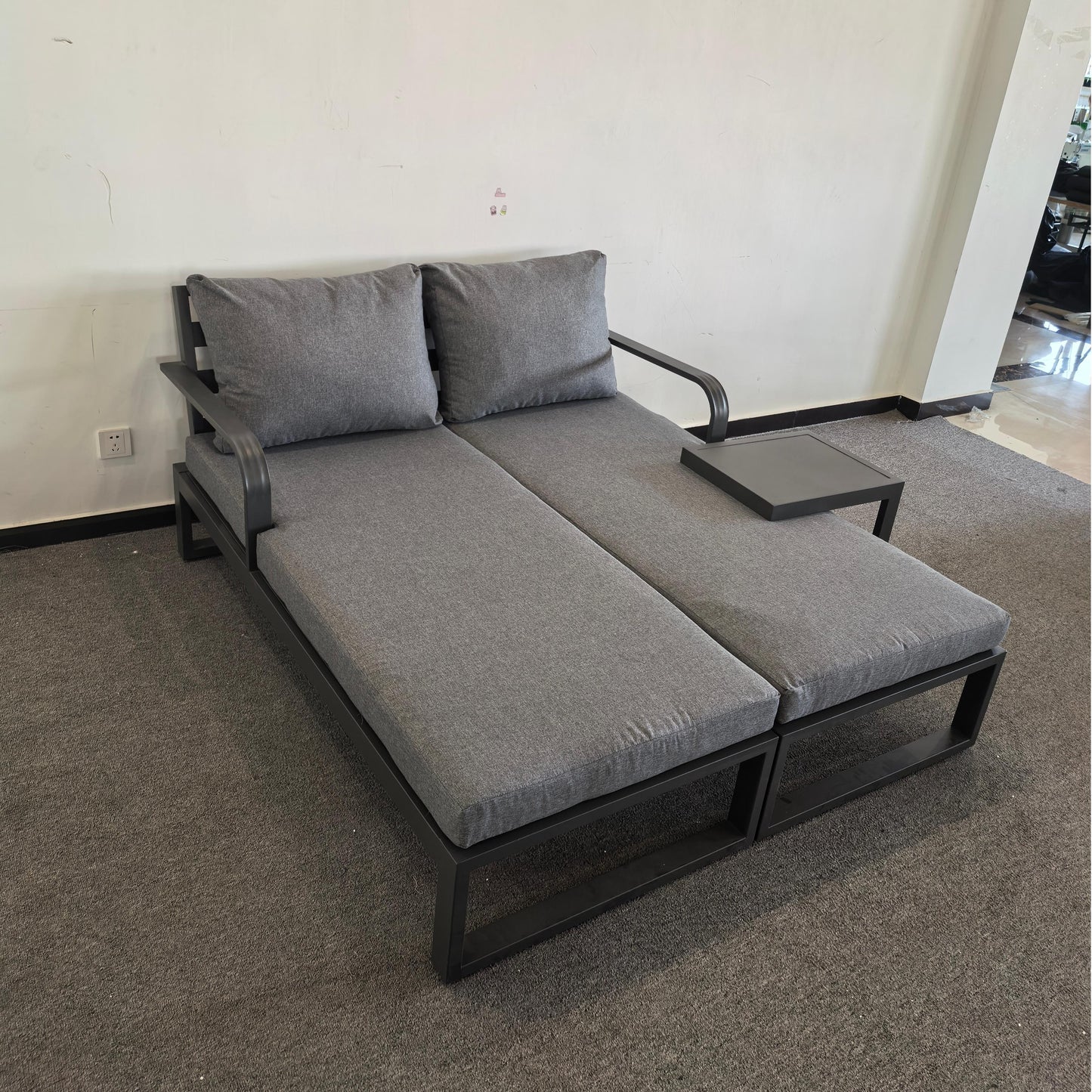 Due in 30/04/25  #AK-10 Floor Sample Clearance Sale Aluminium Pair Loungers with Side Table