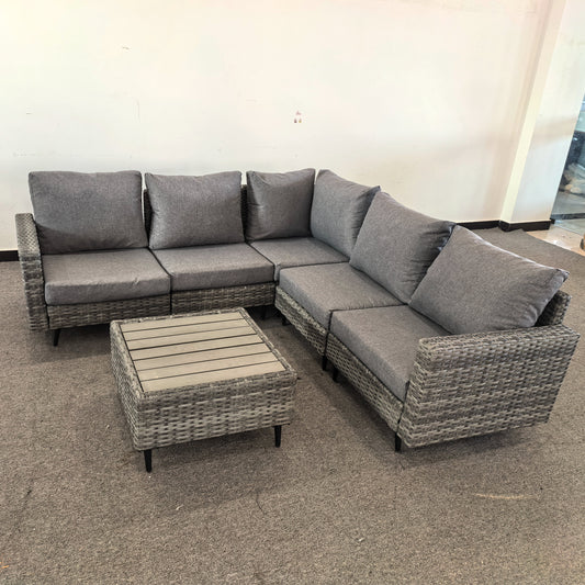 #AL-24 Floor Sample Clearance Sale-Rattan Corner Sofa Set with Coffee Table