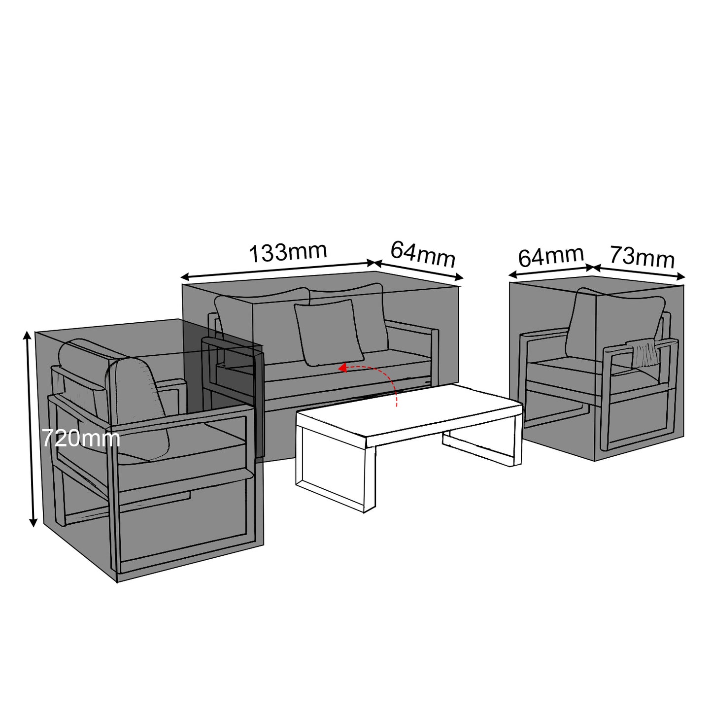RC-CK-04  Protective cover set for Dune Range Large Sofa Set