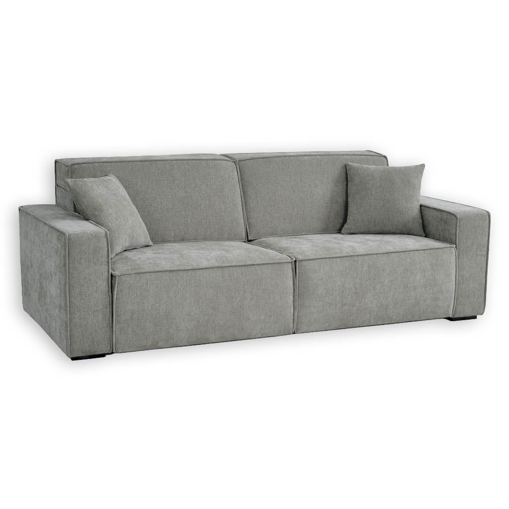 Sleek Grey Electric Sofa Bed – 3 Seater with Power Extension Mechanism & Accent Cushions