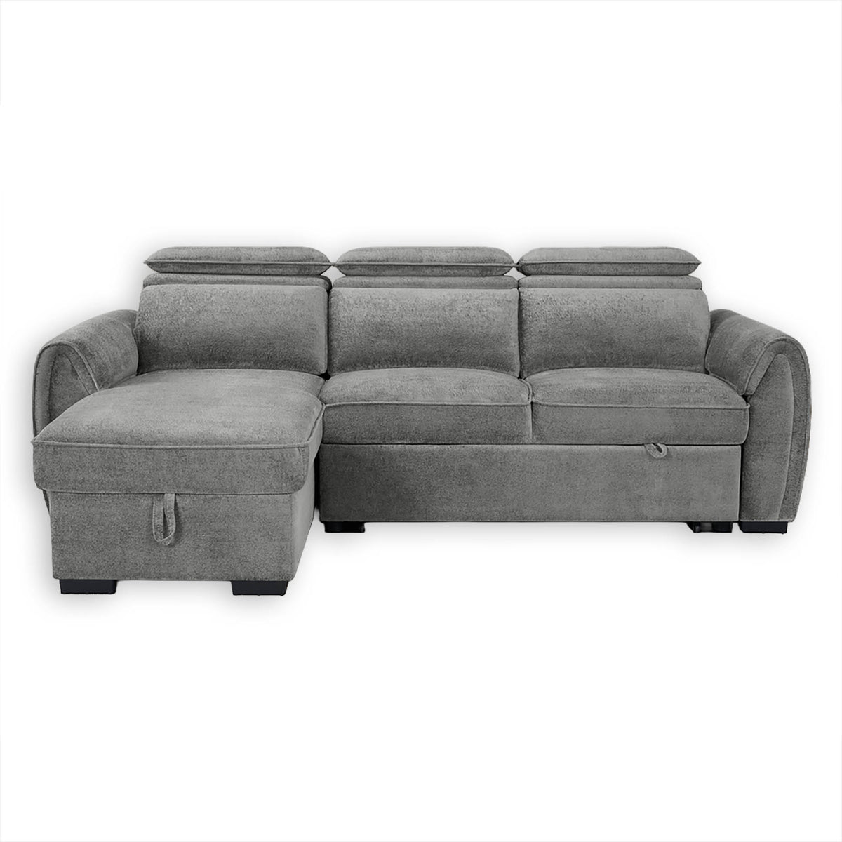 Nimbus Dark Grey Universal Corner Sofa Bed – Adjustable Headrests, Ottoman Storage
