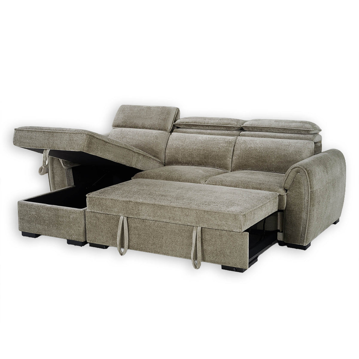Nimbus Mushroom Universal Corner Sofa Bed – Adjustable Headrests, Ottoman Storage & 192×120cm Sleeping Area