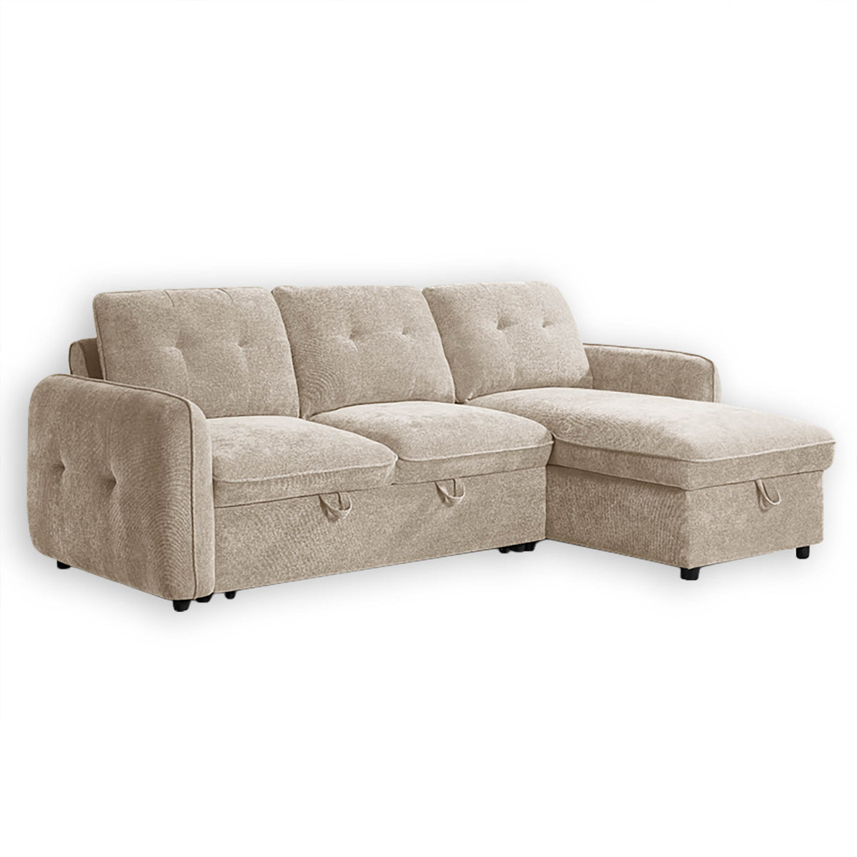 Eden Beige Universal Corner Sofa Bed – 4 Seater with Storage & 200×118cm Sleeping Area