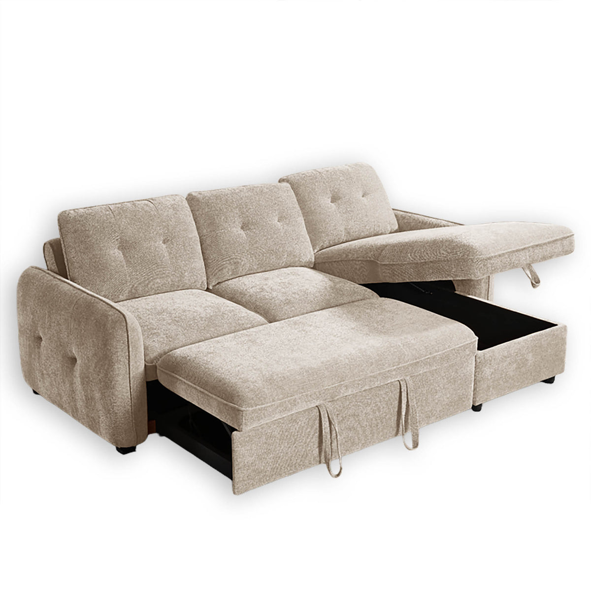Eden Beige Universal Corner Sofa Bed – 4 Seater with Storage & 200×118cm Sleeping Area
