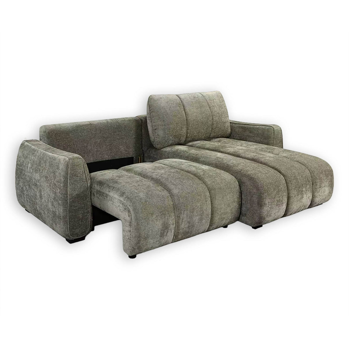 Ridge Green Universal Corner Sofa Bed – Channel Tufted with Pullout Bed & Hidden Storage