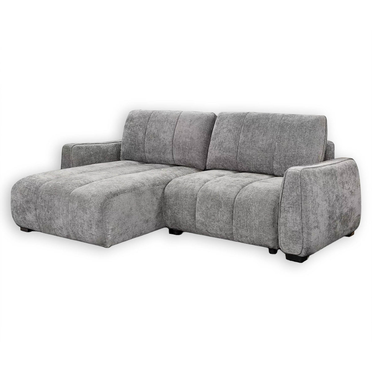 Ridge Grey Universal Corner Sofa Bed – Channel Tufted with Pullout Bed & Hidden Storage