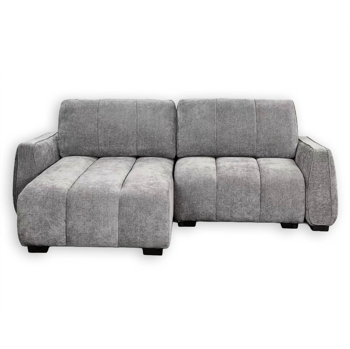 Ridge Grey Universal Corner Sofa Bed – Channel Tufted with Pullout Bed & Hidden Storage