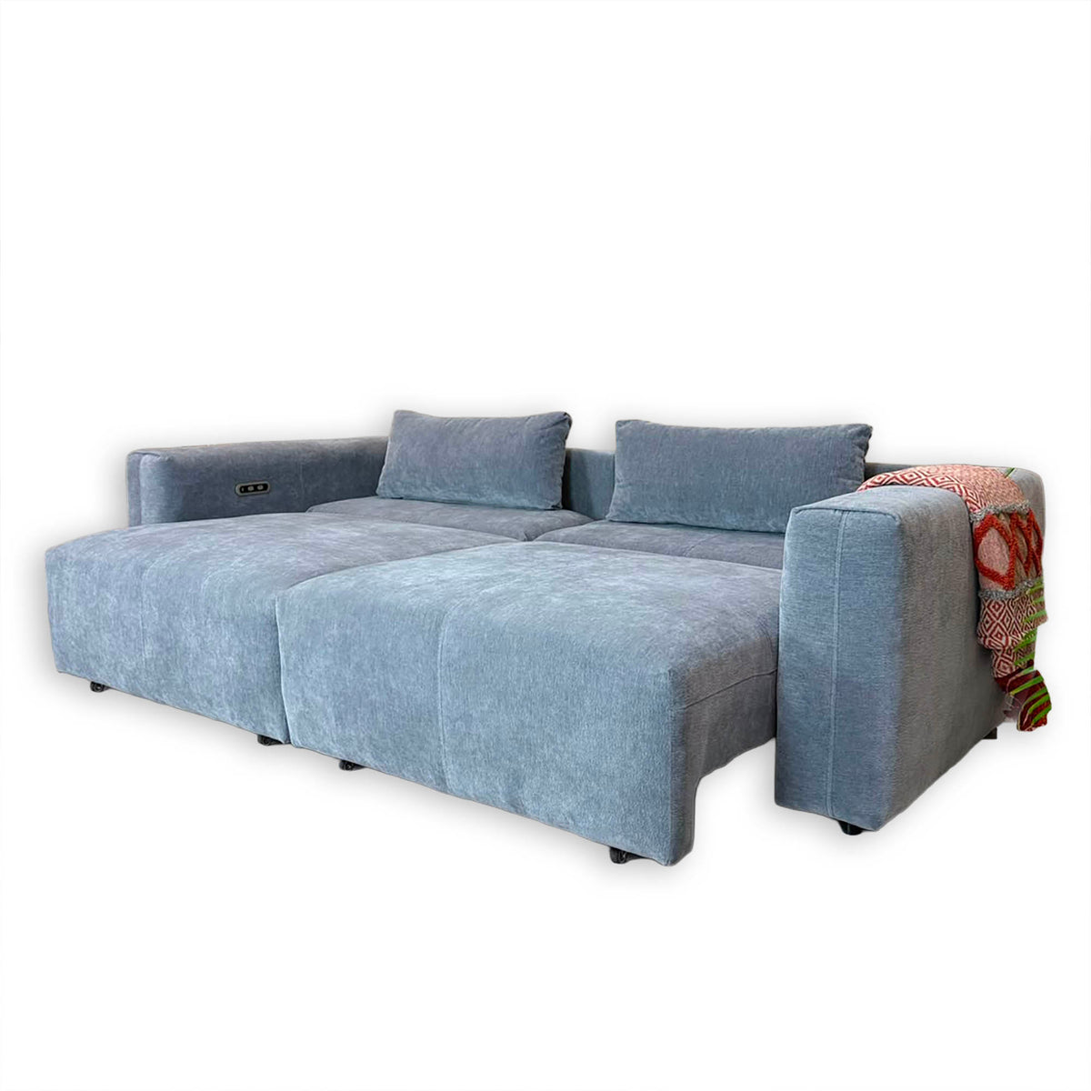 Aurora Grey Electric Sofa Bed – Powered Extending Seats with USB Charging & Lumbar Bolsters