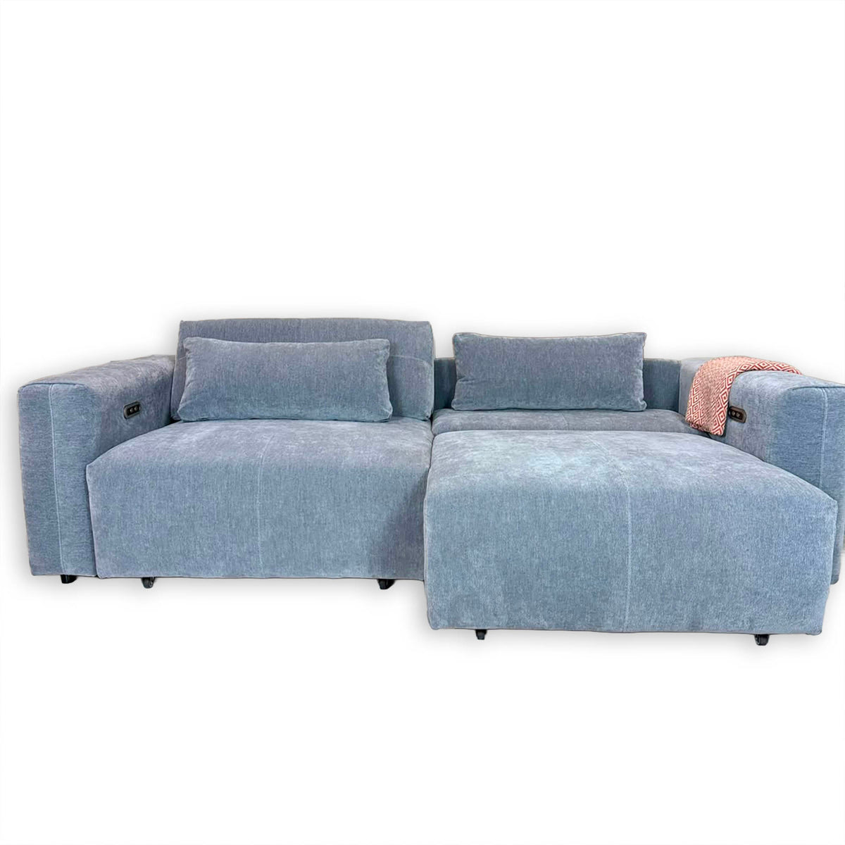 Aurora Grey Electric Sofa Bed – Powered Extending Seats with USB Charging & Lumbar Bolsters