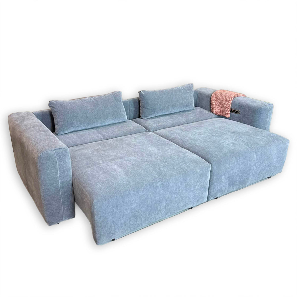 Aurora Grey Electric Sofa Bed – Powered Extending Seats with USB Charging & Lumbar Bolsters