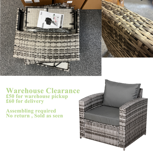 Warehouse Clearance......Henley High Back Pair of Arm Chair in Grey Rattan and Grey Cushions