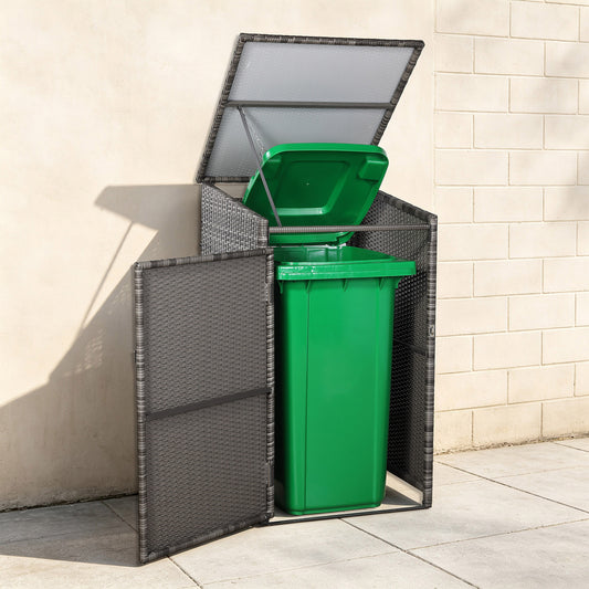 Harmony wheelie bin shed / store in Grey Rattan Weave (WBS-1G)