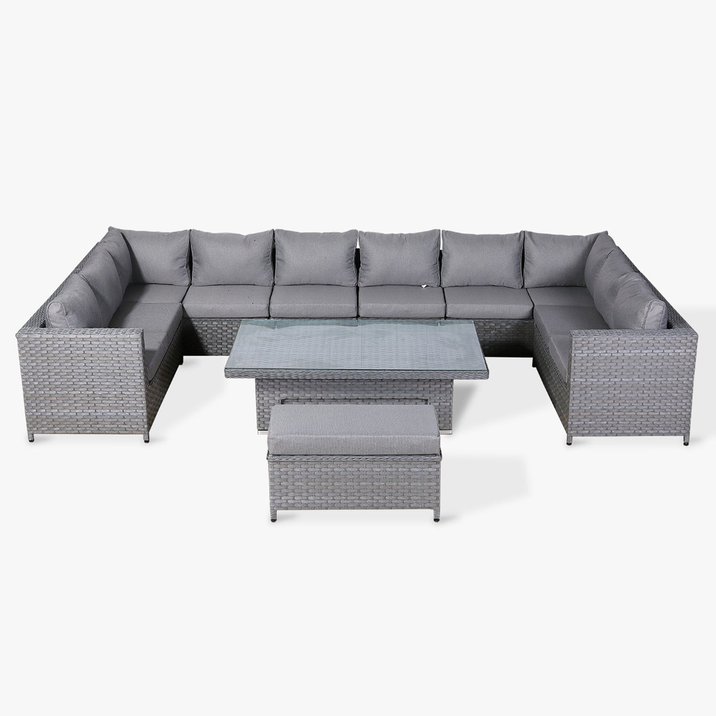 Isobella Range Large Modular U-Shape Corner Set with Rising Table in Slate Grey Weave (CS16)