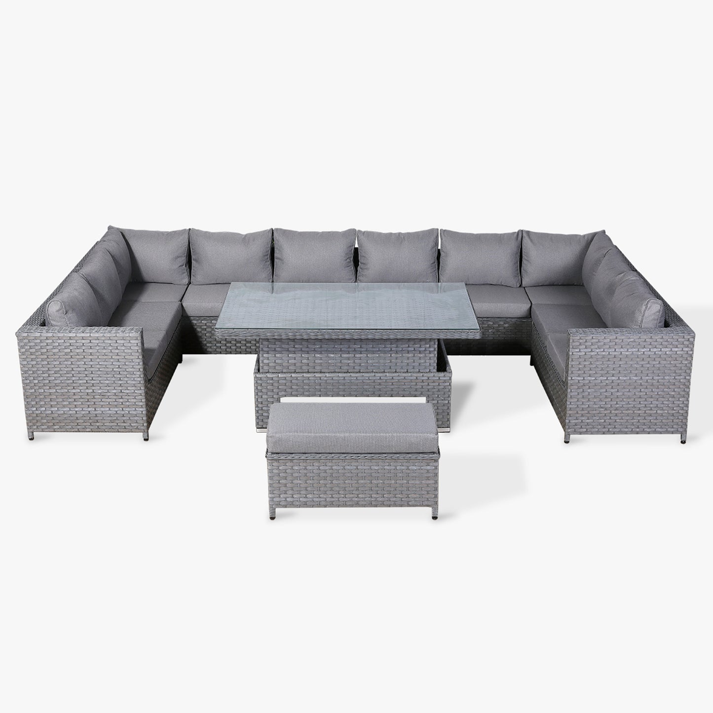 Isobella Range Large Modular U-Shape Corner Set with Rising Table in Slate Grey Weave (CS16)