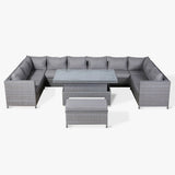 PRE ORDER...Isobella Range Large U-Shape Corner Set with Rising Table in Slate Grey Weave
